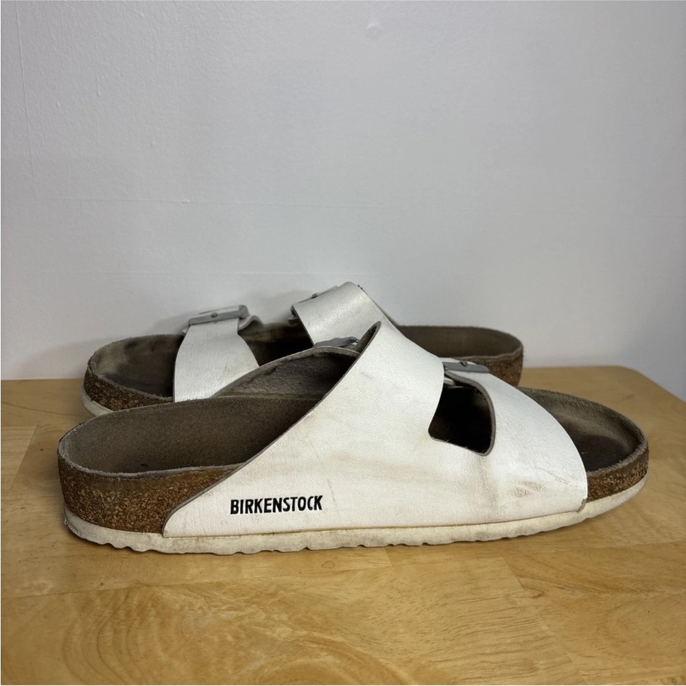Birkenstock Arizona Sandals Adjustable Straps With Buckle White Upper sz 42 - Picture 9 of 12